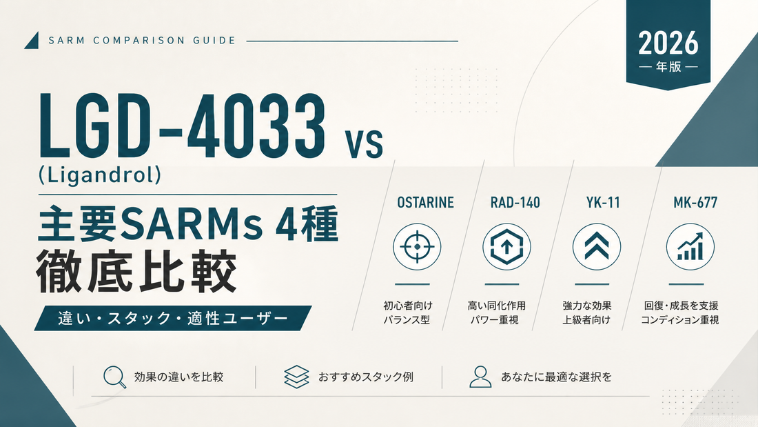 LGD-4033(リガンドロール)vs Ostarine/RAD-140/YK-11/MK-677｜SARMs主要5剤徹底比較・スタック設計【2026年版】