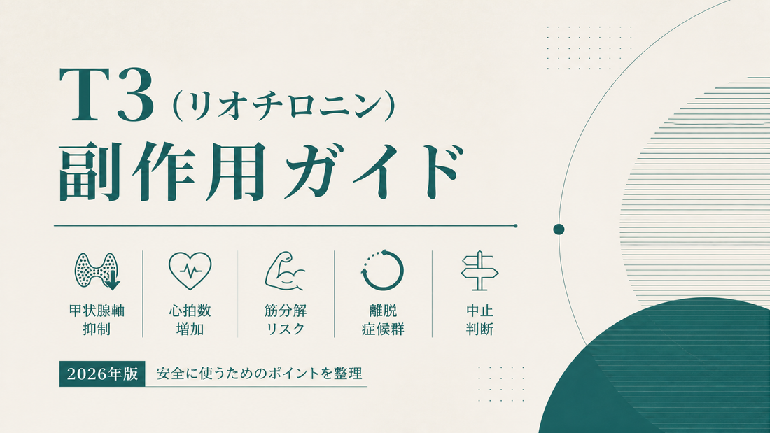 T3(リオチロニン)副作用ガイド｜甲状腺軸抑制・心拍数増・筋分解・離脱症候群・中止判断【2026年版】