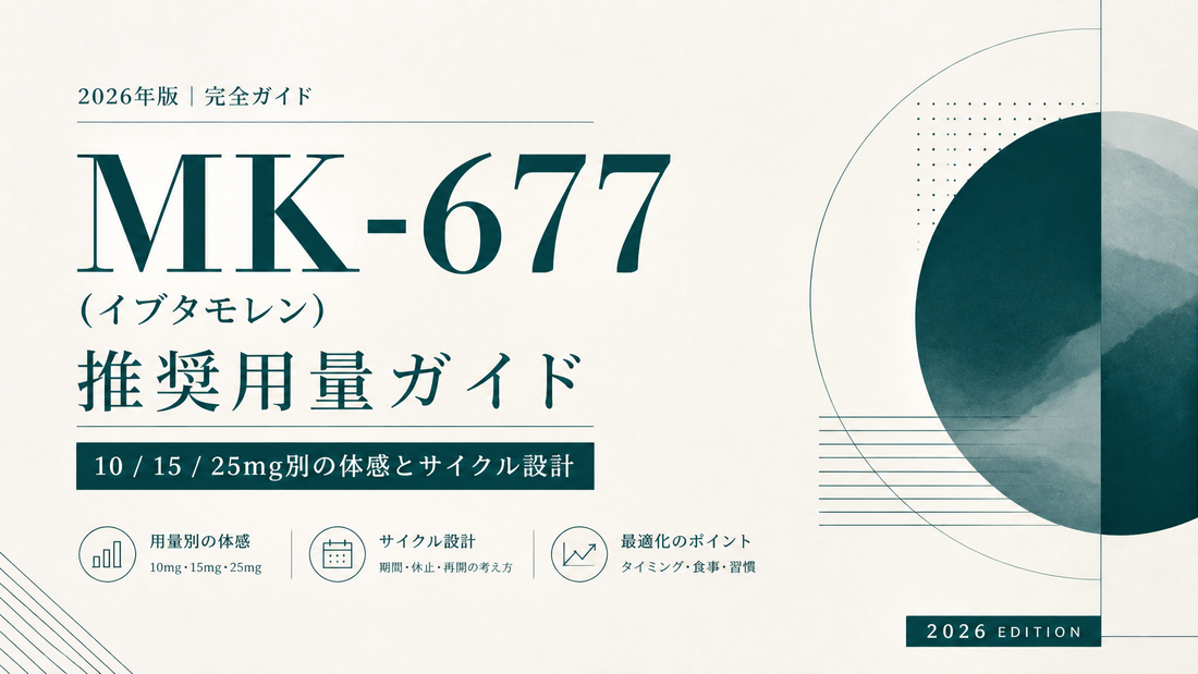 MK-677(イブタモレン)推奨用量ガイド｜10/15/25mg別の体感とサイクル設計【2026年版】