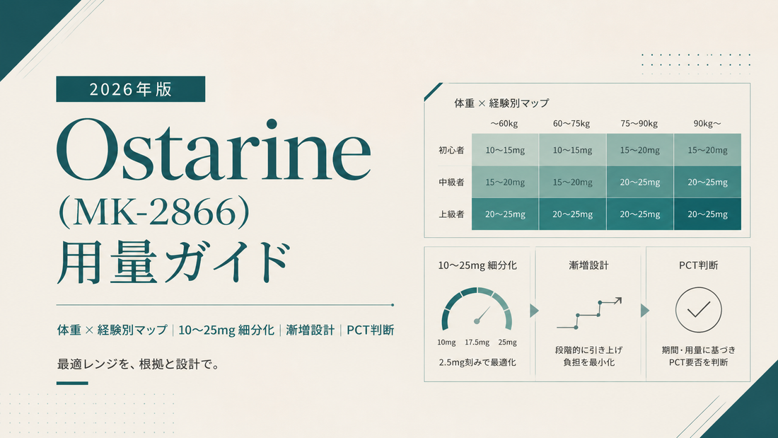 Ostarine(MK-2866)用量ガイド｜体重×経験別マップ・10〜25mg細分化・漸増・PCT判断【2026年版】