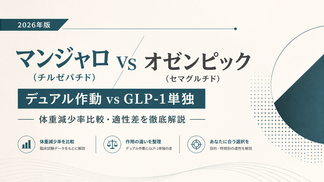 マンジャロ(チルゼパチド) vs オゼンピック(セマグルチド)｜デュアル作動vsGLP-1単独・体重減少率比較・適性差【2026年版】